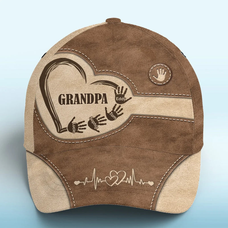 Grandpa’s Love, Forever In Our Hearts - Family Personalized Custom Hat, All Over Print Classic Cap - Gift For Family Members