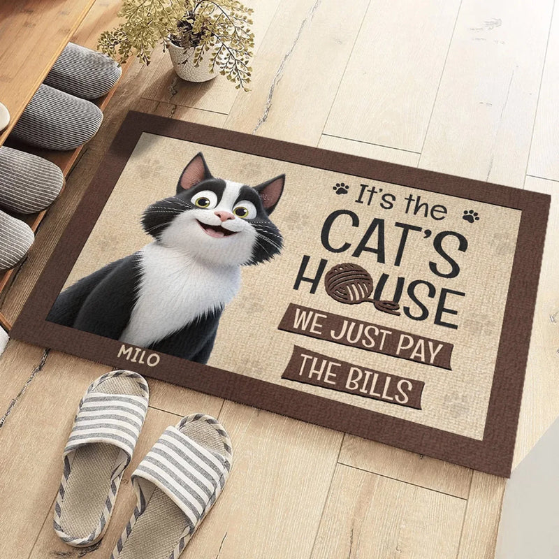 Home Is Where The Cat Rules - Cat Personalized Custom Home Decor Decorative Mat - House Warming Gift For Pet Owners, Pet Lovers