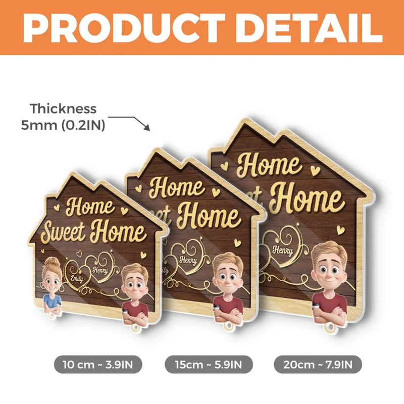 Home Sweet Home - Couple Personalized Custom Acrylic Puzzle Key Holder - House Warming Gift For For Husband Wife, Anniversary