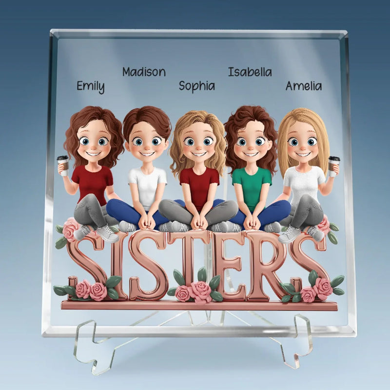 Real Queens Fix Each Other’s Crowns - Bestie Personalized Custom Square Shaped Acrylic Plaque - Gift For Best Friends, BFF, Sisters