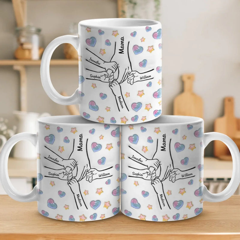 Holding Mama’s Love Forever - Family Personalized Custom 3D Inflated Effect Printed Mug - Mother's Day Gift For Mom, Grandma