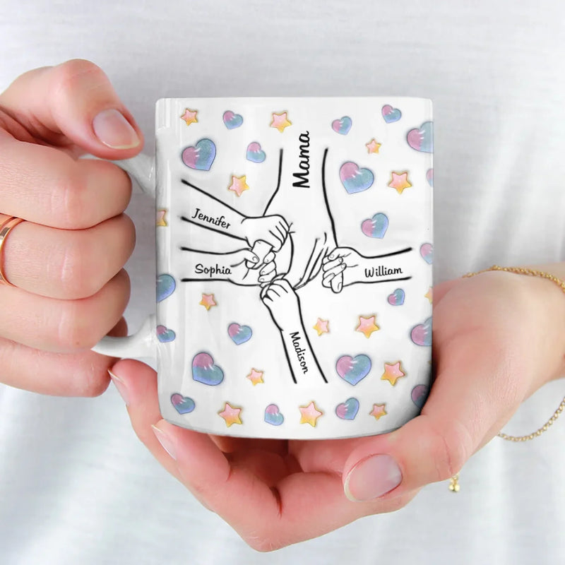 Holding Mama’s Love Forever - Family Personalized Custom 3D Inflated Effect Printed Mug - Mother's Day Gift For Mom, Grandma