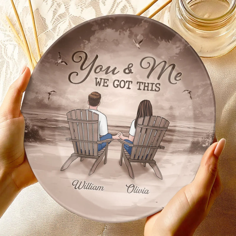 Side By Side, We’re Unstoppable - Couple Personalized Custom Ceramic Plate - Gift For Husband Wife, Anniversary