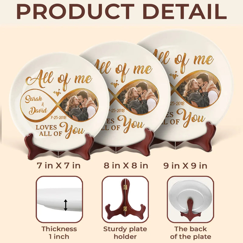 Custom Photo All My Heart, All My Love - Couple Personalized Custom Ceramic Plate - Gift For Husband Wife, Anniversary
