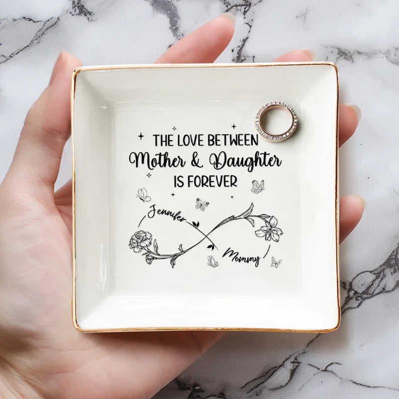 Mom’s Love, Daughter’s Strength - Family Personalized Custom Jewelry Dish - Mother's Day, Gift For Mom, Daughter