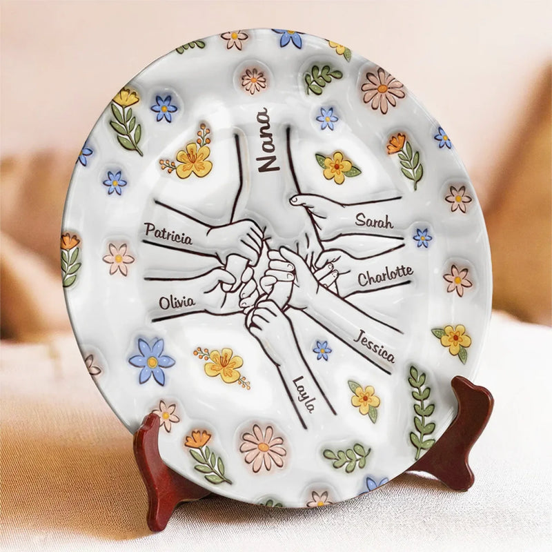 Love Grows Best In A Happy Family - Family Personalized Custom 3D Inflated Effect Printed Ceramic Plate - Mother's Day, Gift For Mom, Grandma