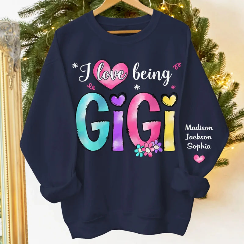 Cherished Moments with Grandkids - Family Personalized Custom Unisex Sweatshirt, Hoodie With Design On Sleeve - Mother's Day, Gift For Mom, Grandma