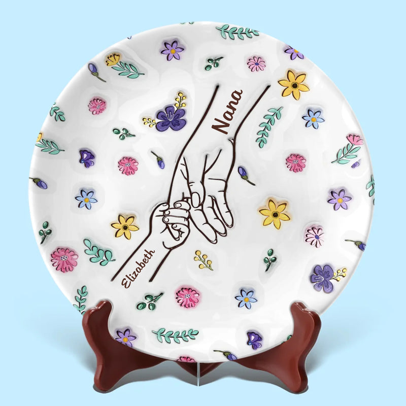 Mother’s Heart Is A Garden Where Love Blooms Forever - Family Personalized Custom 3D Inflated Effect Printed Ceramic Plate - Mother's Day, Gift For Mom, Grandma
