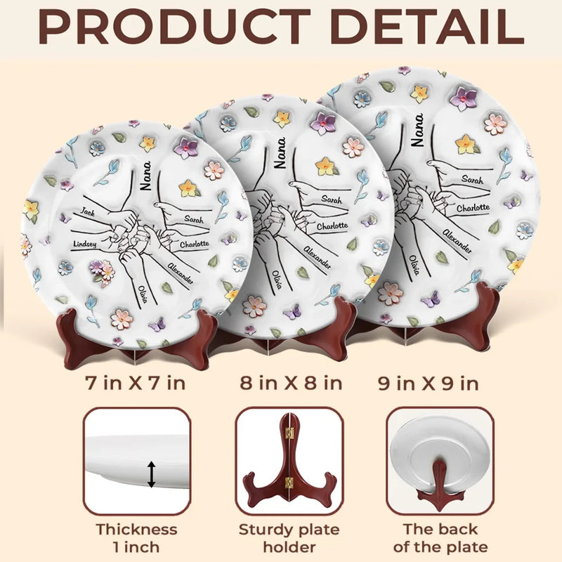 Her Love Is A Melody That Plays In The Heart Forever - Family Personalized Custom 3D Inflated Effect Printed Ceramic Plate - Mother's Day, Gift For Mom, Grandma
