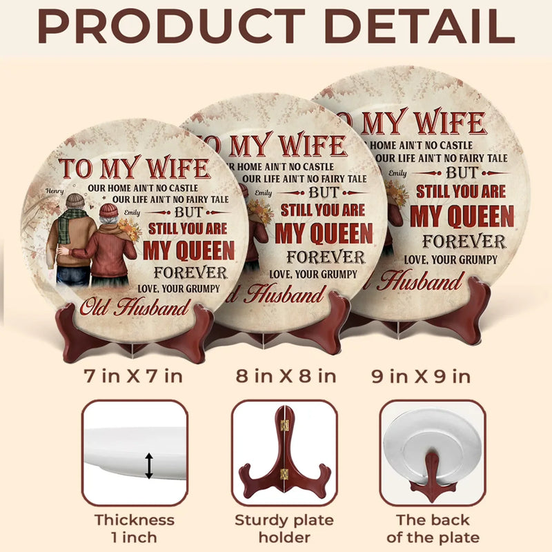 I’m Still Here, Still Grumpy, And Still Yours - Couple Personalized Custom Ceramic Plate - Gift For Husband Wife, Anniversary