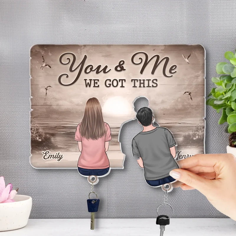 Wherever You Are, I’m Home - Couple Personalized Custom Acrylic Puzzle Key Holder - House Warming Gift For For Husband Wife, Anniversary