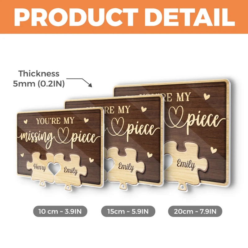 Together, We Complete The Puzzle Of Love - Couple Personalized Custom Acrylic Puzzle Key Holder - House Warming Gift For For Husband Wife, Anniversary