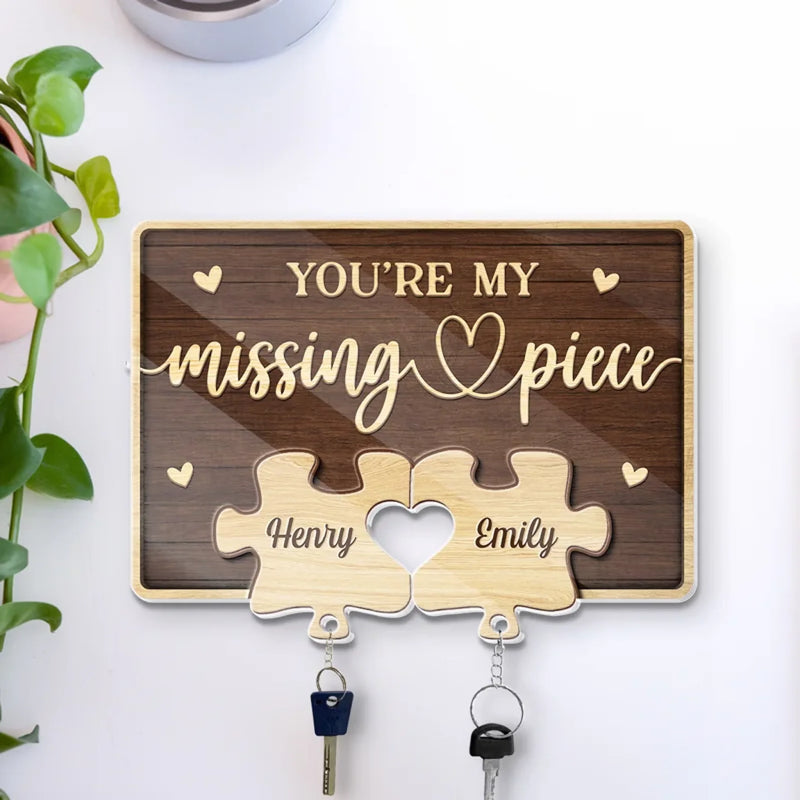 Together, We Complete The Puzzle Of Love - Couple Personalized Custom Acrylic Puzzle Key Holder - House Warming Gift For For Husband Wife, Anniversary