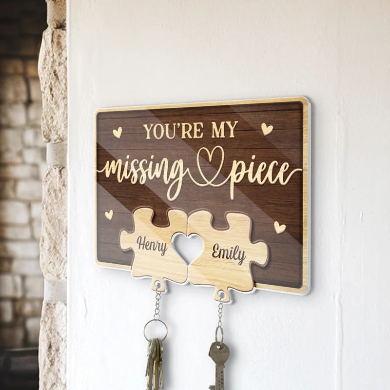 Together, We Complete The Puzzle Of Love - Couple Personalized Custom Acrylic Puzzle Key Holder - House Warming Gift For For Husband Wife, Anniversary
