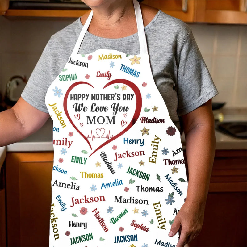 Forever Grateful, Always Loved - Family Personalized Custom Apron - Mother's Day, Gift For Mom, Grandma