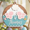 Bunny Kisses & Easter Wishes - Family Personalized Custom Ornament - Wood Custom Shaped - Easter Gift For Family Members