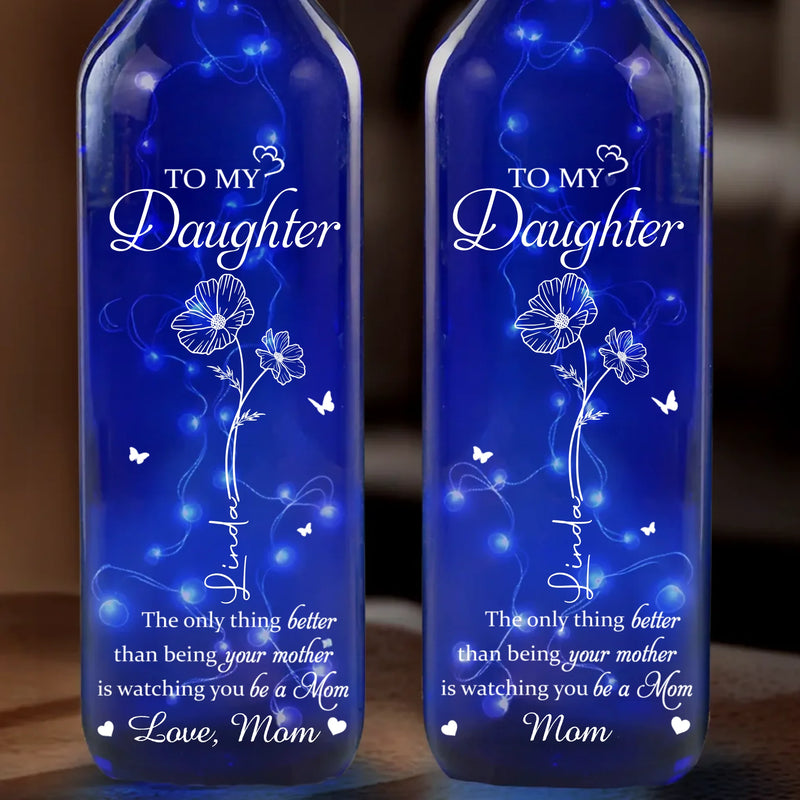 Watching You Grow, My Joy - Family Personalized Custom Blue Bottle Lamp - Mother's Day, Gift For Mom, Daughter