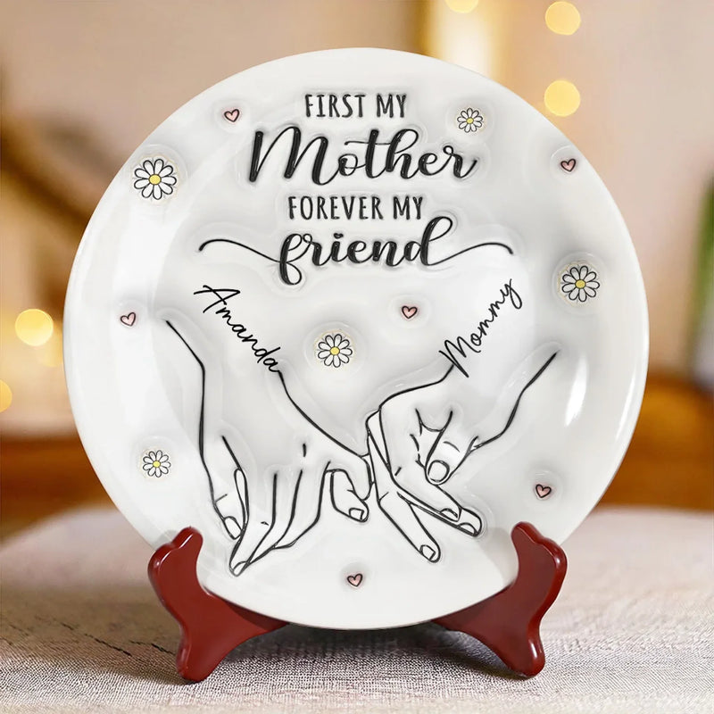 A Mother's Love Shines Bright - Family Personalized Custom 3D Inflated Effect Printed Ceramic Plate - Mother's Day, Gift For Mom, Daughter