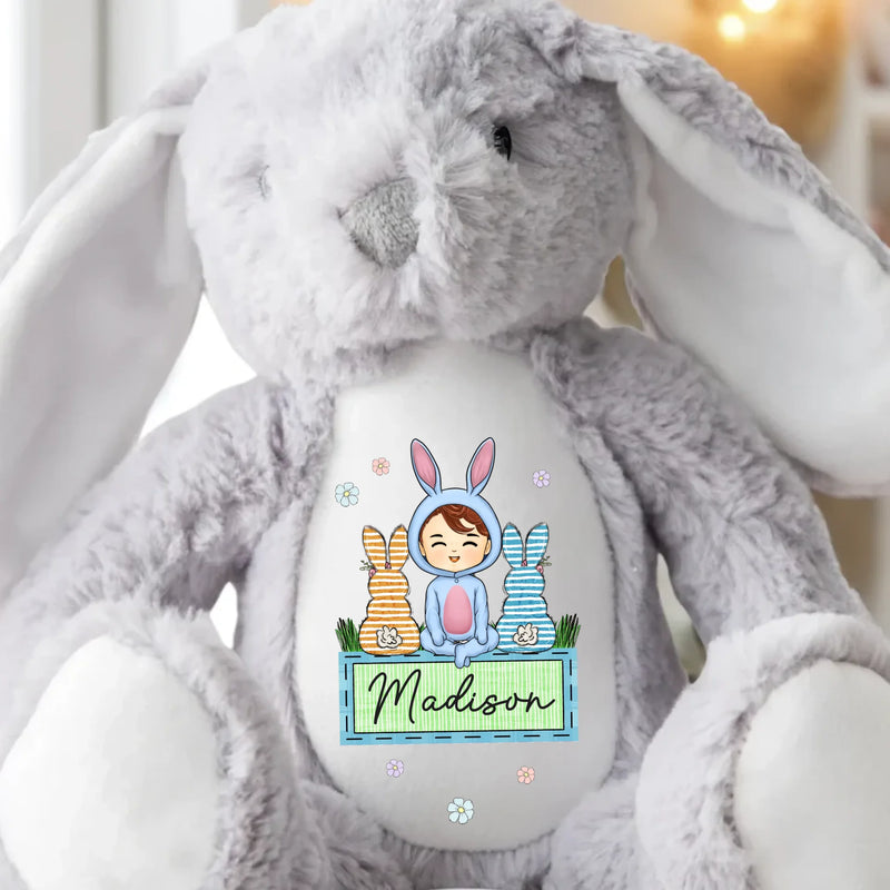 Easter Vibes, Bunny Cuddles - Family Personalized Custom Easter Bunny Plush - Easter Gift For Family Members