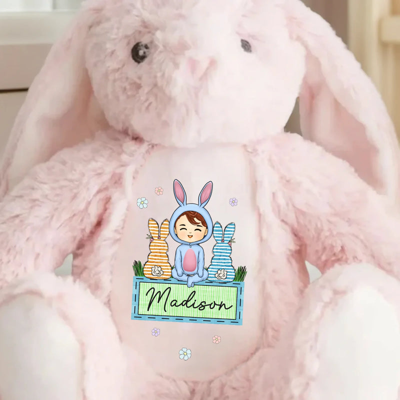 Easter Vibes, Bunny Cuddles - Family Personalized Custom Easter Bunny Plush - Easter Gift For Family Members
