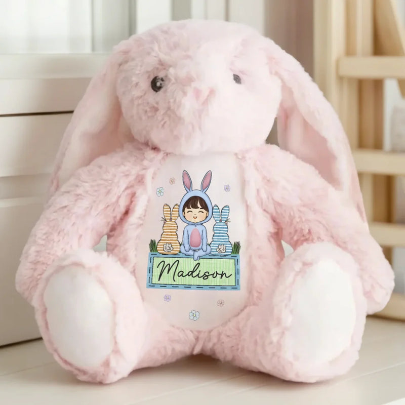 Easter Vibes, Bunny Cuddles - Family Personalized Custom Easter Bunny Plush - Easter Gift For Family Members