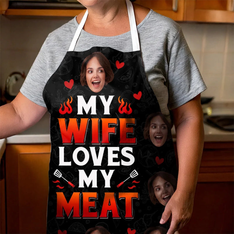Custom Photo Meat And Greet - Couple Personalized Custom Apron - Gift For Husband Wife, Anniversary