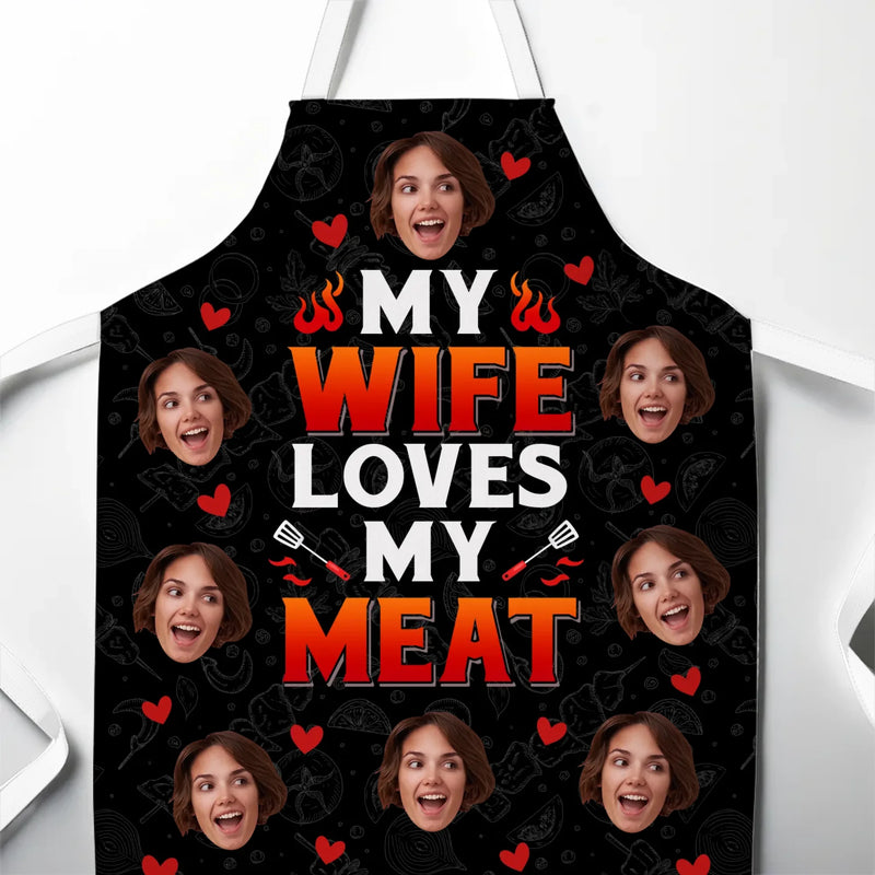 Custom Photo Meat And Greet - Couple Personalized Custom Apron - Gift For Husband Wife, Anniversary