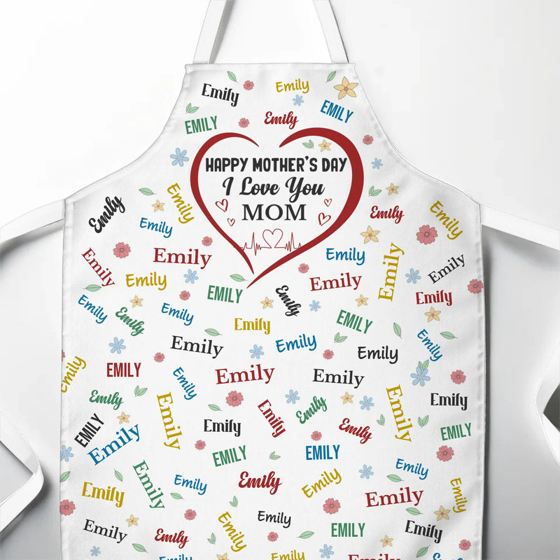 Forever Grateful, Always Loved - Family Personalized Custom Apron - Mother's Day, Gift For Mom, Grandma