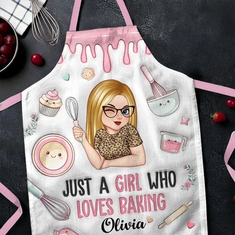 Just A Girl Who Loves Baking - Affirmation Personalized Custom Apron - Mother's Day, Gift For Mom, Family Members, Yourself
