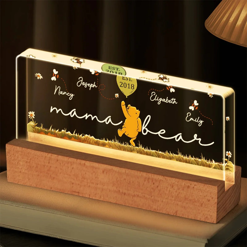Mama Bear Grandma Bear - Family  Personalized Custom Acrylic Block 3D LED Night Light - Mother's Day, Gift For Mom, Grandma