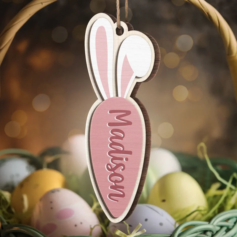 Bunny Tails And Happy Trails - Family Personalized Custom Ornament - Wood Custom Shaped - Easter Gift For Family Members
