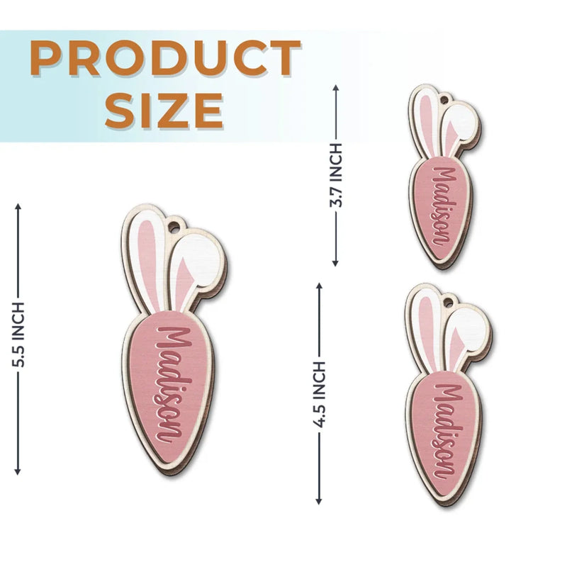 Bunny Tails And Happy Trails - Family Personalized Custom Ornament - Wood Custom Shaped - Easter Gift For Family Members