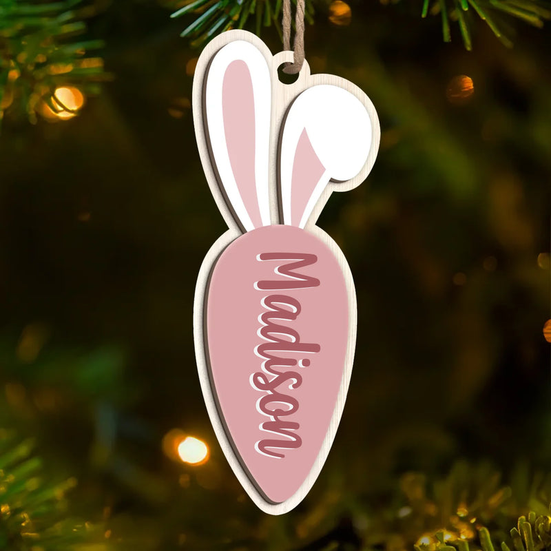 Bunny Tails And Happy Trails - Family Personalized Custom Ornament - Wood Custom Shaped - Easter Gift For Family Members