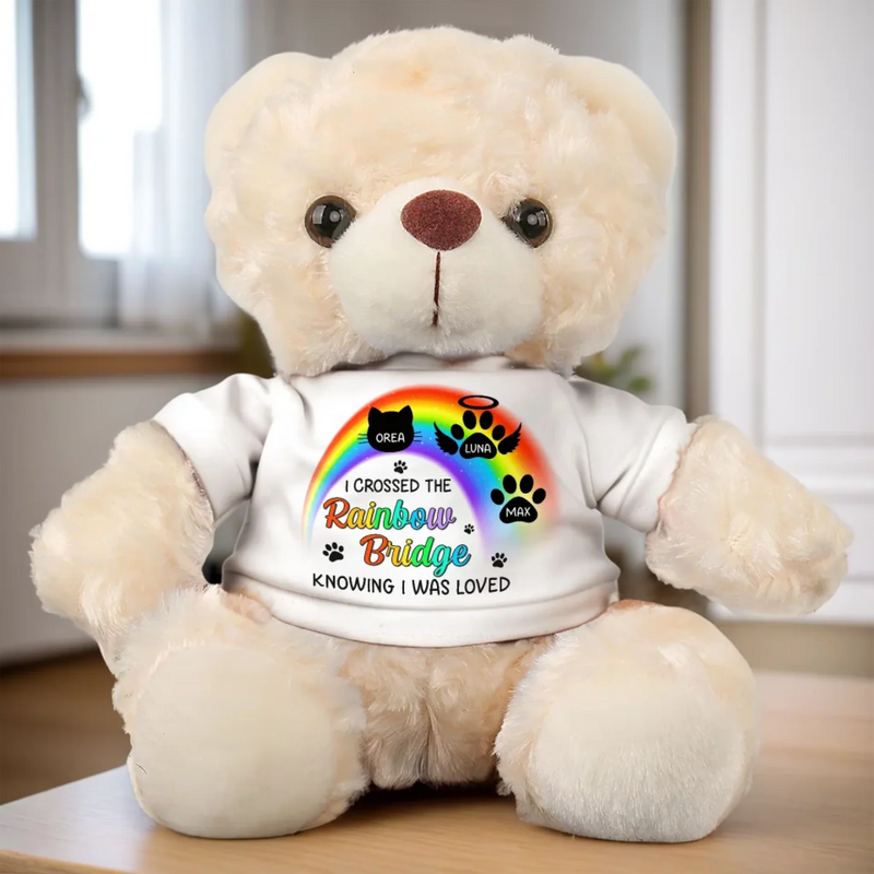 Love Lives On In Every Hug - Memorial Personalized Custom Teddy Bear Plush - Sympathy Gift For Pet Owners, Pet Lovers