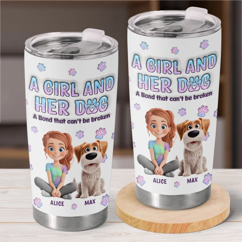 A Girl And Her Dog, A Perfect Pair - Dog Personalized Custom 3D Inflated Effect Printed Tumbler - Gift For Pet Owners, Pet Lovers