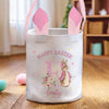 Springtime Magic, One Hop At A Time - Family Personalized Custom Bunny Basket, Tote With Bunny Ears  - Easter Gift For Kids Egg Hunt, Family Members