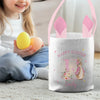 Springtime Magic, One Hop At A Time - Family Personalized Custom Bunny Basket, Tote With Bunny Ears  - Easter Gift For Kids Egg Hunt, Family Members