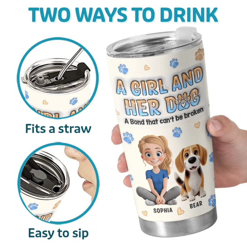 Fluffy Hugs & Wagging Tails - Dog Personalized Custom 3D Inflated Effect Printed Tumbler - Gift For Pet Owners, Pet Lovers