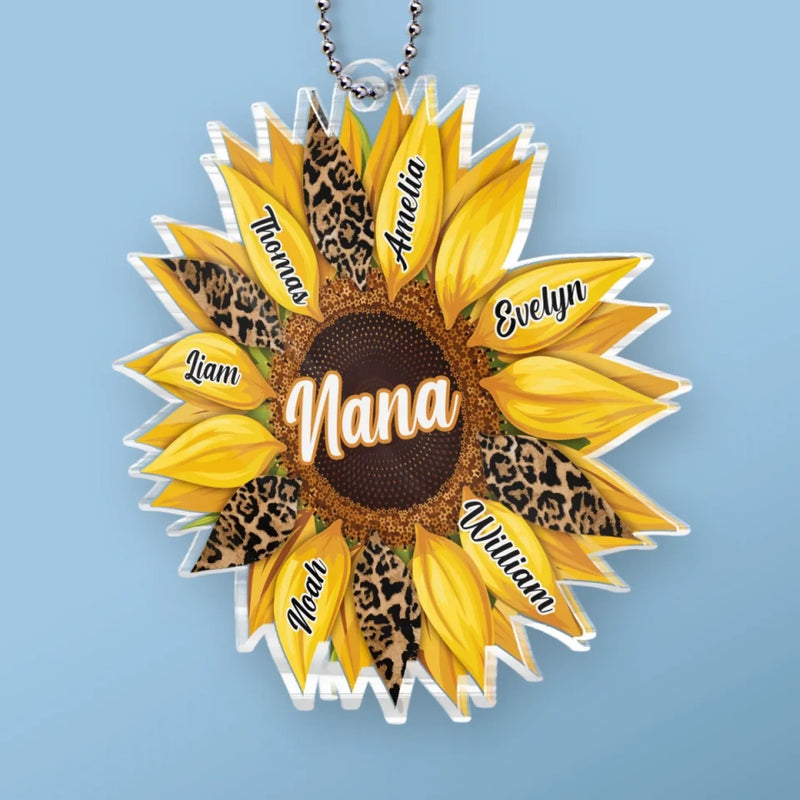 Together, We Bloom With Love - Family Personalized Custom Car Ornament - Acrylic Custom Shaped - Mother's Day, Gift For Mom, Grandma