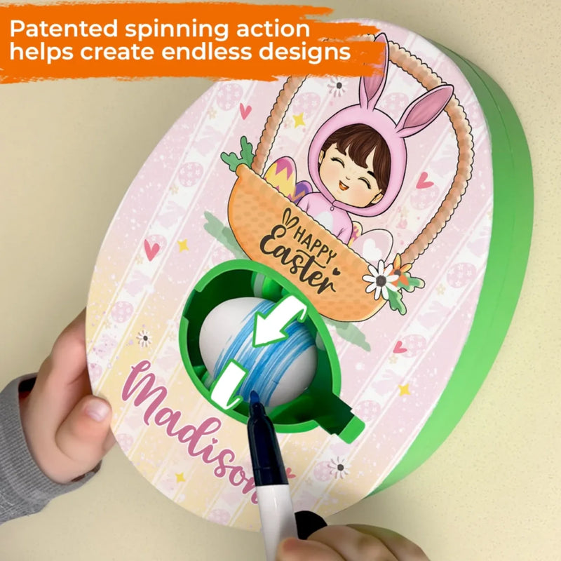 A Bunny’s Love For Easter - Family Personalized Custom Easter Egg Decorating Kit, Egg Spinner Machine With Markers - Easter Gift For Family Members