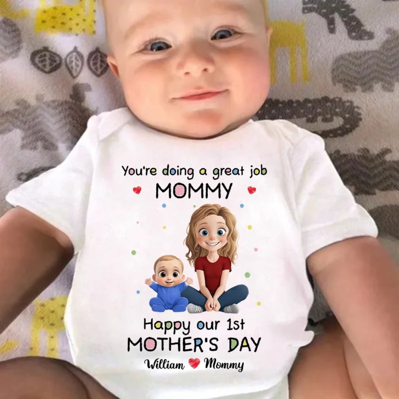 My Heart Belongs To Mom - Family Personalized Custom Baby Onesie - Mother's Day, Baby Shower Gift, Gift For First Mom