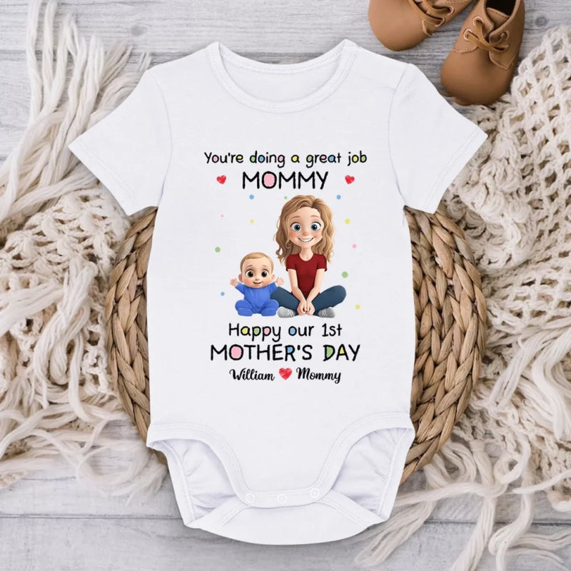 My Heart Belongs To Mom - Family Personalized Custom Baby Onesie - Mother's Day, Baby Shower Gift, Gift For First Mom