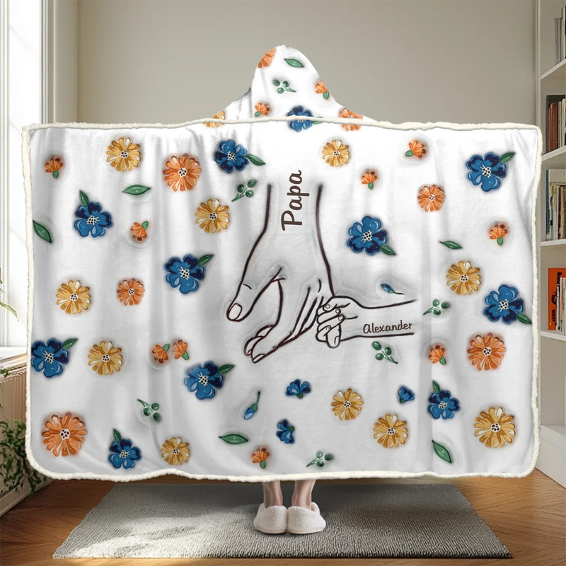 Holding Hands Is A Reminder That We Are All Connected - Family Personalized Custom 3D Inflated Effect Printed Snuggle Blanket, Hoodie Blanket - Gift For Family Members