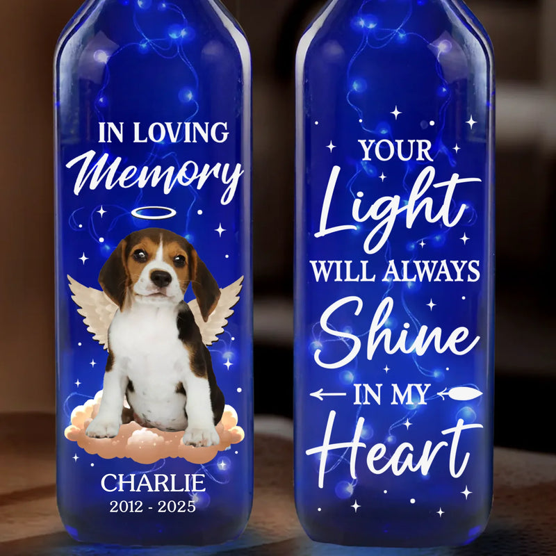 Custom Photo Gone But Never Forgotten - Memorial Personalized Custom Blue Bottle Lamp - Sympathy Gift For Pet Owners, Pet Lovers