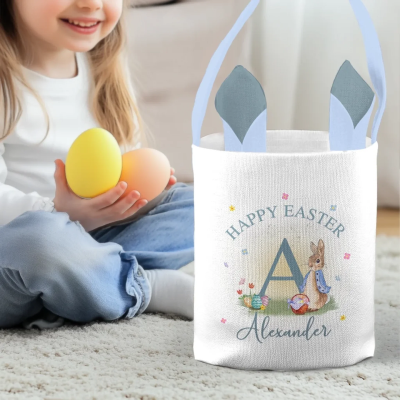 A Basket Full Of Joy And Candy - Family Personalized Custom Bunny Basket, Tote With Bunny Ears  - Easter Gift For Kids Egg Hunt, Family Members