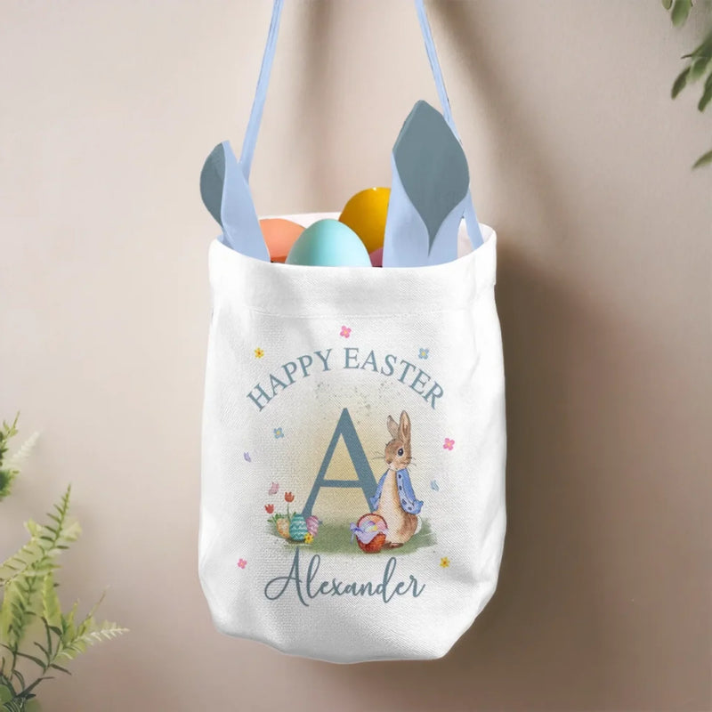 A Basket Full Of Joy And Candy - Family Personalized Custom Bunny Basket, Tote With Bunny Ears  - Easter Gift For Kids Egg Hunt, Family Members
