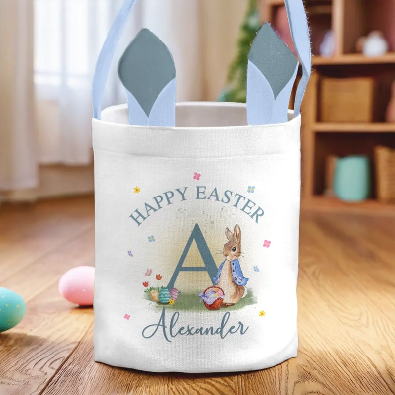 A Basket Full Of Joy And Candy - Family Personalized Custom Bunny Basket, Tote With Bunny Ears  - Easter Gift For Kids Egg Hunt, Family Members