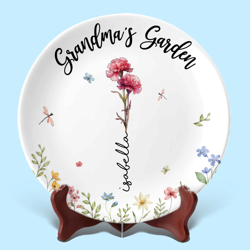 Where Every Petal Tells A Story - Family Personalized Custom Ceramic Plate - Mother's Day, Gift For Mom, Grandma