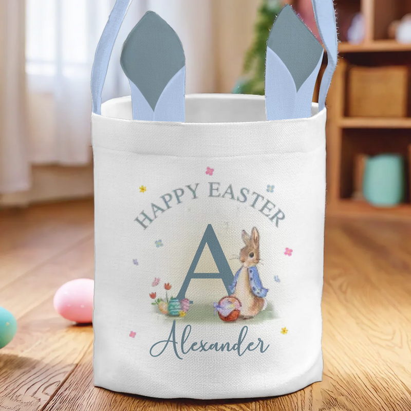 A Basket Full Of Joy And Candy - Family Personalized Custom Bunny Basket, Tote With Bunny Ears  - Easter Gift For Kids Egg Hunt, Family Members