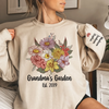 Each Flower Tells A Story, Every Name Holds Love - Family Personalized Custom Unisex Sweatshirt, Hoodie With Design On Sleeve - Mother's Day, Gift For Mom, Grandma